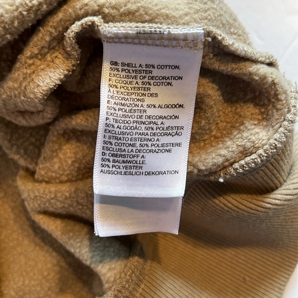 The North Face Sweater Womens Small Hoodie Pullover Tan White Logo Half Dome - Picture 6 of 8